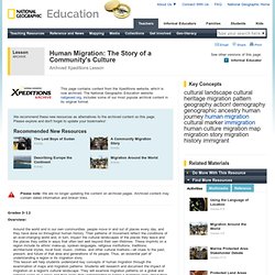 Lesson Plans - Human Migration: The Story of a Community's Culture