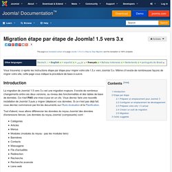Migration étape par étape de Joomla! 1.5 vers 3.x