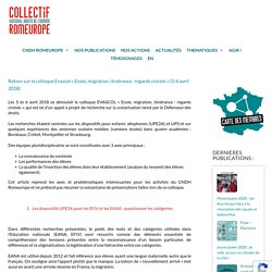 Retour sur le colloque Evascol "Ecole, migration, itinérance : regards croisés" (5/6 avril 2018) - CNDH ROMEUROPE