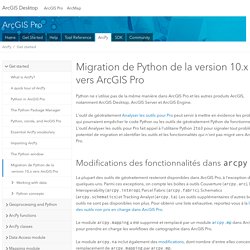Migration de Python de la version 10.x vers ArcGIS Pro—ArcPy Get Started