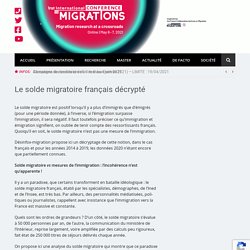 Le solde migratoire français décrypté - Institut Convergences Migrations
