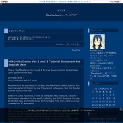 Document de MikuMikuDance Tutoriel Ver 2 et 3 pour l'utilisateur en anglais seulement Kudan