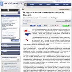Le coup d’Etat militaire en Thaïlande soutenu par les États-Unis