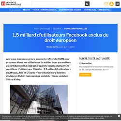1,5 milliard d'utilisateurs Facebook exclus du droit européen