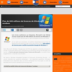 Plus de 600 millions de licences de Windows 7 vendues