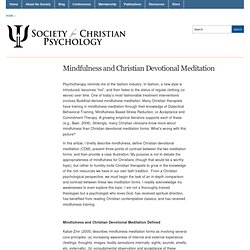 Mindfulness and Christian Devotional Meditation