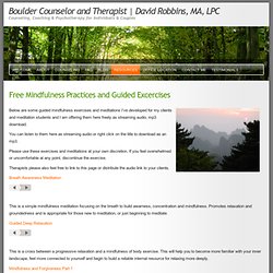 Free Guided Mindfulness Meditations and Exercises by Boulder Counselor, David Robbins, MA, LPC