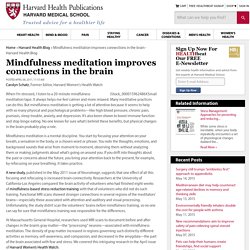 Mindfulness meditation improves connections in the brain - Harvard Health...