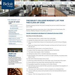 The Mindset List: The Beloit College Mindset List for the Class of 2020