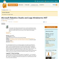 Microsoft Robotics Studio and Lego Mindstorms NXT