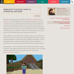 Minecraft Pi recipe cards to download and keep
