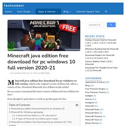 Minecraft Java Edition Free Download For Pc Windows 10 Full Version 2020-21 - Technodani