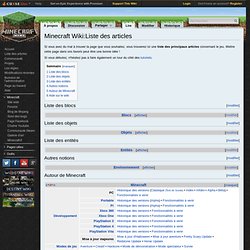 Minecraft Wiki:Liste des articles