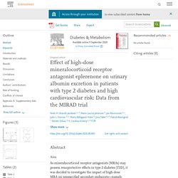 Diab Metab 2020 Eplerenona a altas dosis en DM y alto ECV: mejora cociente alb-cr Data from the MIRAD trial