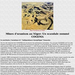 Mines d'uranium au Niger : Un scandale nommé COGEMA