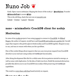 Nuno's Notebook — nano - minimalistic CouchDB client for nodejs