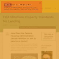 FHA Minimum Property Standards for Lending