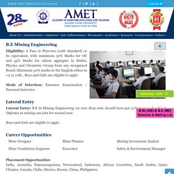 B.E Mining Engineering - AMET University