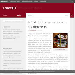Le text-mining comme service aux chercheurs – Carnet'IST