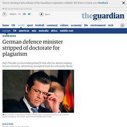 German defence minister stripped of doctorate for plagiarism