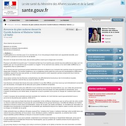 Annonce du plan autisme devant le Comité Autisme et Madame Valérie LÉTARD