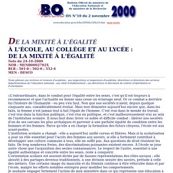 Ministère de l'Education : Bulletin Officiel de l'Education Nationale BO Hors-série N°10 du 2 novembre 2000 -