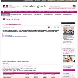 La France dans PISA 2009 - Ministère de l'éducation nationale, de la jeunesse et de la vie associative