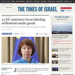 13 EU ministers favor labeling settlement-made goods