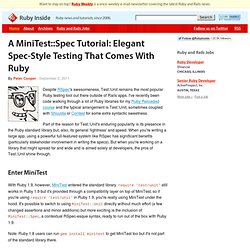 Spec Tutorial: Elegant Spec-Style Testing That Comes With Ruby