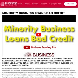 Minority Business Loans Bad Credit