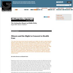 Minors and the Right to Consent to Health Care