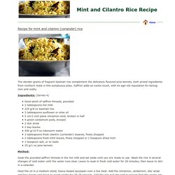 Mint and Cilantro Rice Recipe