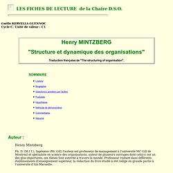 Mintzberg H. "Structure et dynamique des organisations"