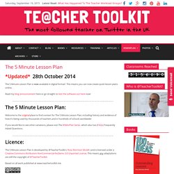 The 5 Minute Lesson Plan
