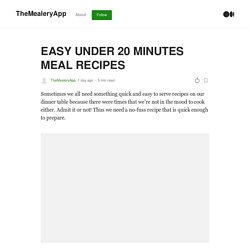 EASY UNDER 20 MINUTES MEAL RECIPES