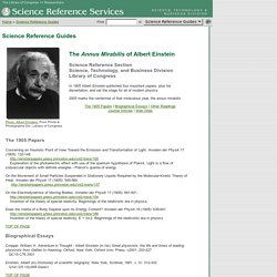 The Annus Mirabilis of Albert Einstein: Science Reference Guide - Science Reference Services, Library of Congress)