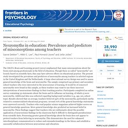 Neuromyths in Education: Prevalence and Predictors of Misconceptions among Teachers