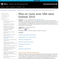 Mise en route avec VBA dans Outlook 2010