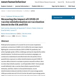 Measuring the impact of COVID-19 vaccine misinformation on vaccination intent in the UK and USA
