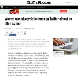 Women use misogynistic terms on Twitter almost as often as men
