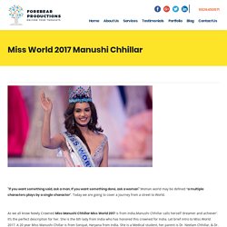 Miss World 2017 Manushi Chhillar