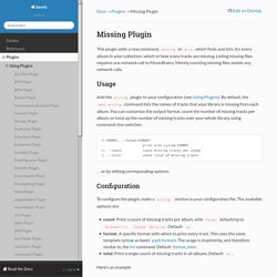 Missing Plugin — beets 1.3.14 documentation