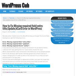 How to Fix Missing required field entry-title,Update,hCard Error in WordPress