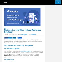 Mistakes to Avoid When Hiring a Mobile App Developer
