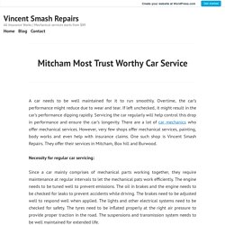 Mitcham Most Trust Worthy Car Service – Vincent Smash Repairs