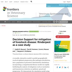 FRONT. VET. SCI. 17/07/18 Decision Support for mitigation of livestock disease: Rinderpest as a case study