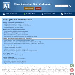 Mixed Operations Math Worksheets