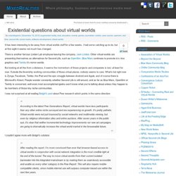 Existential questions about virtual worlds