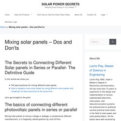 Mixing solar panels – Dos and Don’ts