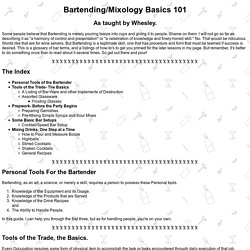 Mixology/Bartending Basics 101